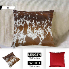 Luxurious Handmade Cowhide Throw Pillow Cover with Velvet Back - Natural Animal Patterns - Rustic Elegance for Home Decor - Celestial Leather Limited