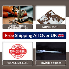 Luxurious Handmade Cowhide Cushion Cover - Rustic Elegance with Velvet Back, Reversible Hair On Design - Brown, Black, and White Patterns - Celestial Leather Limited