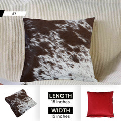 Luxury Handmade Cowhide Cushion Cover with Velvet Back - Animal Print Throw Pillow Case for Sofa, Bed or Armchair - Celestial Leather Limited