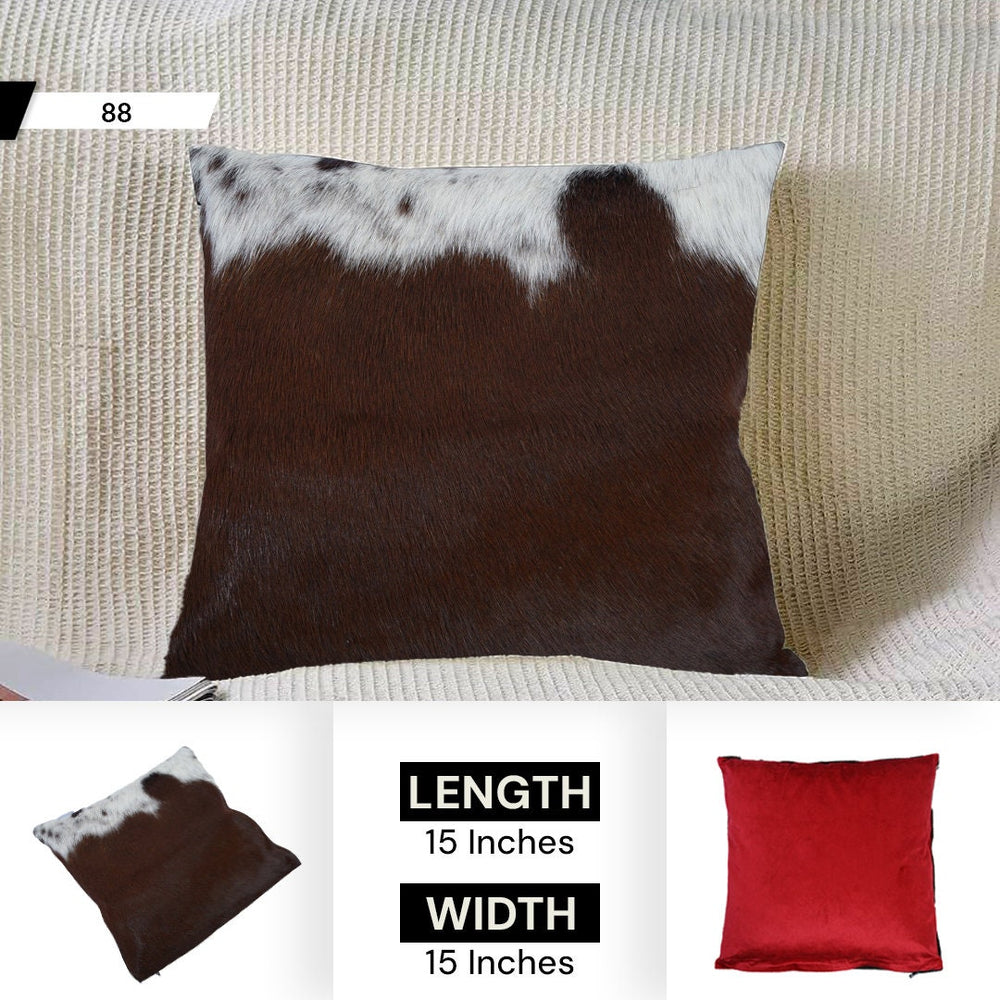 Luxury Handmade Cowhide Cushion Cover with Velvet Back - Animal Print Throw Pillow Case for Sofa, Bed or Armchair - Celestial Leather Limited