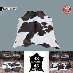 Luxurious Dark Brown & White Cowhide Rug | Medium Size for Modern Home Decor - Warmth | Hypoallergenic - Durable | Handcrafted Natural Hide