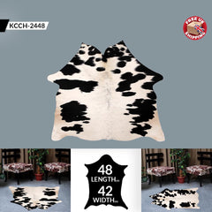 Luxury Black & White Cowhide Rug - Natural Hair, Large Size, Hypoallergenic, Non-Slip Back - Perfect for Elegant Home Décor - Celestial Leather Limited