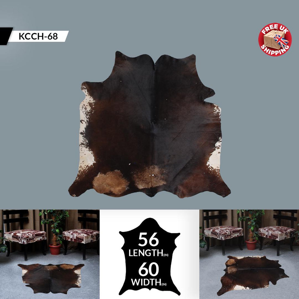 Luxurious Large Brown and White Cowhide Rug - Hypoallergenic, Non-Slip, Non-Shedding - Free Shipping Across UK - Soft, Natural Hair Rug - Celestial Leather Limited