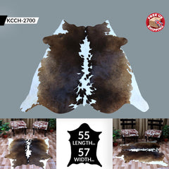 Luxurious Dark Brown & White Cowhide Rug - Hypoallergenic, Non-Slip Suede Back, Non-Shedding, Large Size, Handselected Premium Hides, Free - Celestial Leather Limited