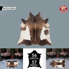 Luxurious Brown and White Cowhide Rug - Hypoallergenic, Non-Slip Backing, Non-Shedding - Perfect for Upholstery and Home Décor