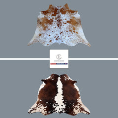 Luxurious Large Brown & White Cowhide Rug | Hypoallergenic - Non-Slip | Perfect for Bedroom - Living Room Decor