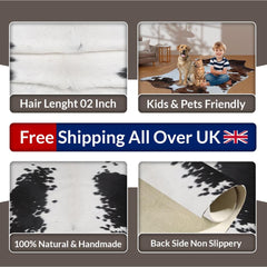 Luxury Handcrafted 100% Natural Cowhide Skin Area Rug with Unique Brown and White Animal Print - Hypoallergenic, Durable, and Versatile - Celestial Leather Limited
