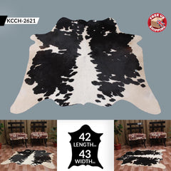 Luxurious Medium Black and White Cowhide Rug - Hypoallergenic, Handcrafted, and Durable for Modern Home Decor