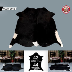 Luxurious Black and White Cowhide Rug - Hypoallergenic, Handcrafted, Unique Beauty - Medium Size for Home Decor