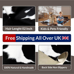 Luxury Dark Brown & White Cowhide Rug | Hypoallergenic - Durable | Handcrafted Medium Size Cow Skin Hair on Rug | Bedroom - Living Room