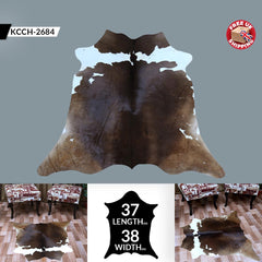 Luxury Brown & White Cowhide Rug - Handcrafted, Hypoallergenic, Non-Shedding, Non-Slip Backing - Ideal for Bedroom - Living Room Décor