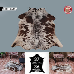 Luxurious Dark Brown and White Small Animal Pattern Cowhide Rug - Hypoallergenic, Non-Slip, Non-Shedding - Free UK Shipping