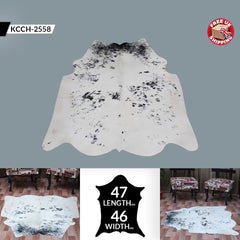 Luxury Black and White Cowhide Rug with Hair Animal Pattern - Medium Size, Handcrafted Hypoallergenic Rug for Rustic Charm and Durability