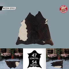 Luxurious Handcrafted Brown and White Cowhide Rug with Non-Slip Backing for Rustic Charm - Hypoallergenic and Durable Medium Size Rug,