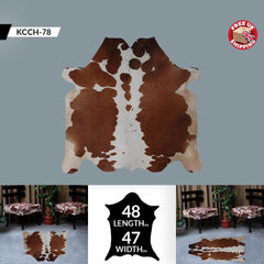 Luxurious Red & White Cowhide Rug - Hypoallergenic, Non-Slip Backing, Handcrafted, Unique Markings, Durable - Versatile Décor