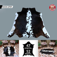 Luxurious Brown & White Cowhide Rug - Handcrafted Natural Hide, Hypoallergenic, Non-Slip Backing, Unique Animal Pattern, Durable - Versatile