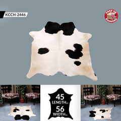 Luxurious Handcrafted Brown and White Cowhide Rug with Hypoallergenic Backing - Unique Beauty and Timeless Style for Living Room or Bedroom