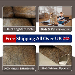 Luxury Handcrafted Brown and White Cowhide Rug for Rustic Home Decor - Hypoallergenic, Non-Slip, Unique Natural Beauty