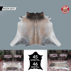 Luxury Natural Cowhide Rug with Brown and White Hair | Hypoallergenic Medium Size | Handcrafted One-of-a-Kind Decor Piece