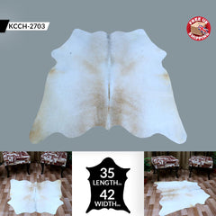 Luxury Handcrafted Brown and White Cowhide Rug for Rustic Home Decor - Hypoallergenic, Non-Slip, Unique Natural Beauty