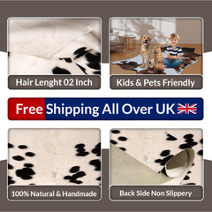 Luxurious Medium Brown & White Cowhide Rug - Hypoallergenic, Handcrafted, Durable, Unique Animal Pattern - Perfect for Living Room