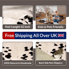 Luxuriously Soft Medium Brown & White Cowhide Rug | Hypoallergenic - Durable with Unique Animal Pattern | Handcrafted Natural Hide for