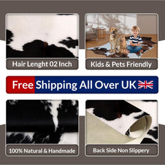 Luxurious Large Brown & White Cowhide Rug - Hypoallergenic with Non-Slip Backing for Sophisticated Home Decor