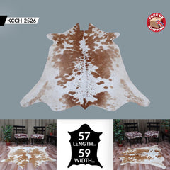 Luxurious Large Brown & White Cowhide Rug - Hypoallergenic with Non-Slip Backing for Sophisticated Home Decor