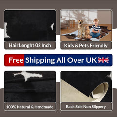 Exquisite Dark Brown & White Cowhide Rug - Hypoallergenic, Non-Slip Suede Back, Large Size, Handselected from Premium Hides, Free UK