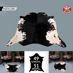 Handpicked Large Animal Print Cowhide Rug with Non-Slip Backing - Hypoallergenic & Luxurious Black - White Centre Piece for Bedroom - Celestial Leather Limited