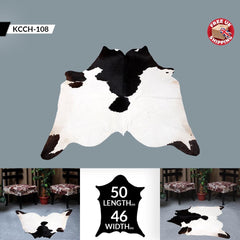 Luxury Black & White Cowhide Rug for Bedroom or Living Room - Hypoallergenic, Non-Slip Suede Back, Premium Quality - Natural Hair - Free UK - Celestial Leather Limited
