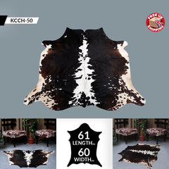 Stunning Dark Brown & White Cowhide Rug - Large, Hypoallergenic, Non Slip Suede Back - Handselected Premium Quality - Free UK Shipping