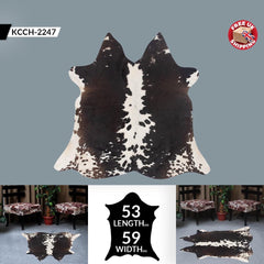 Luxurious Brown and White Cowhide Rug for Elegant Home Decor - Hypoallergenic & Non-Slip with Radiant Natural Sheen - Free UK Shipping! - Celestial Leather Limited