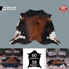 Luxury Red & White Cowhide Rug for Bedroom - Living Room - Hypoallergenic, Non-Shedding, Non-Slippery Suede Back - Large Size - Free - Celestial Leather Limited