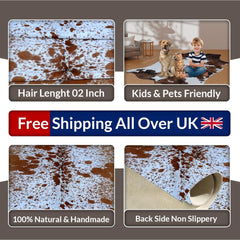 Luxurious Large Brown & White Cowhide Rug | Hypoallergenic - Non-Slip | Perfect for Bedroom - Living Room Decor
