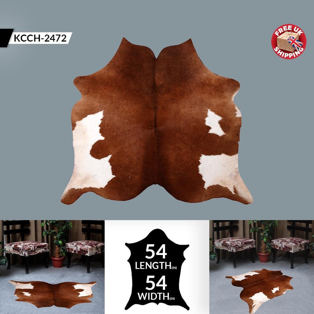 Luxury Red and White Cowhide Rug - Hypoallergenic, Non-Slip, Non-Shedding - Large Size for Elegant Home Décor - Celestial Leather Limited