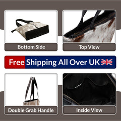 Stylish White Cowhide Shoulder Bag - Handmade Hair-On Leather Purse for Women's Daily Use