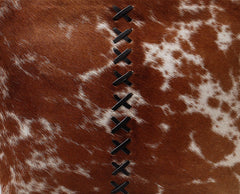 Stylish Brown & White Cowhide Shoulder Bag with Animal Print - Handmade Leather Tote for Women, Spacious - Fashionable Everyday Purse