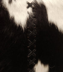 Luxurious Black and White Cowhide Shoulder Bag - Handmade Natural Hair-On Leather Purse with Ample Storage Space and Stylish Design