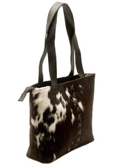 Luxurious Black And White Cowhide Shoulder Bag - Handmade Natural Hair-On Leather Purse With Ample Storage And Timeless Style