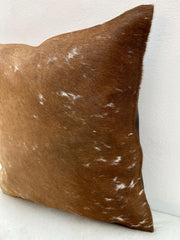 Stylish Rustic Cowhide Cushion Cover - Brown & White Hair On Leather - Eco-Friendly Decor - Genuine Hide - Hidden Zipper Closure