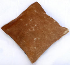Luxurious Handmade Brown and White Cowhide Cushion Cover with Hidden Zipper - High Quality Natural Cowhide Throw Cover for Home Décor