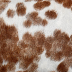 Luxurious Handmade Brown and White Cowhide Cushion Cover - Unique Animal Patterns, Soft Faux Leather Back, Rustic Elegance