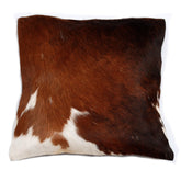 Luxurious Handmade Brown and White Cowhide Accent Cushion Cover for Sofa - Rustic Elegance - Natural Beauty - Unique Animal Patterns - Gift