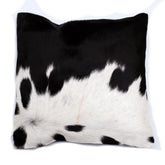 Luxurious Handmade Brown & White Cowhide Cushion Cover with Soft Faux Leather Back - Rustic Elegance for Sofa or Bed