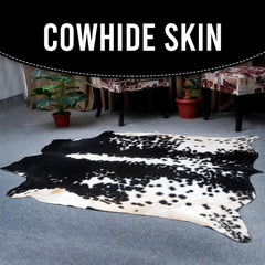Luxurious Black & White Cowhide Rug - Hypoallergenic, Non-slip, Unique Natural Beauty - Stylish Bedroom - Living Room Décor - Free UK