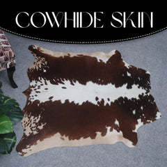 Luxurious Dark Brown Cowhide Rug with Small Animal Pattern - Handcrafted, Hypoallergenic & Non-Slip Suede Back - Free UK Shipping included