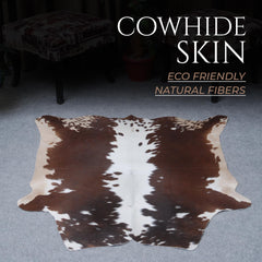 Luxurious Dark Brown Cowhide Rug with Small Animal Pattern - Handcrafted, Hypoallergenic & Non-Slip Suede Back - Free UK Shipping included