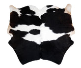 Handcrafted Multicolour Cowhide Rug | Hypoallergenic Small Area Rug with Animal Print | Non-Shedding, Non-Slippery Suede Back | Free