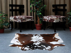 Luxury Medium Cowhide Rug in Dark Brown for Bedroom & Living Room - Hypoallergenic with Non-Slip Backing - Unique Natural Beauty